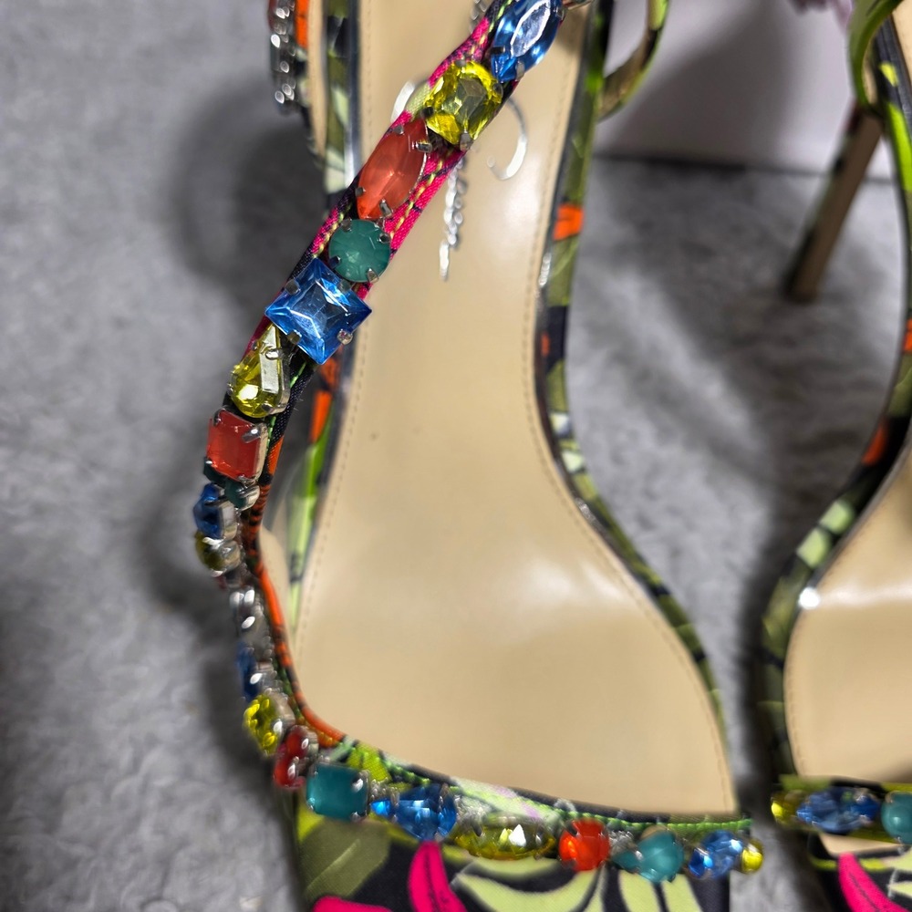 Jessica Simpson Multicolor Jeweled Floral High Heel Sandals - Picture 5 of 11